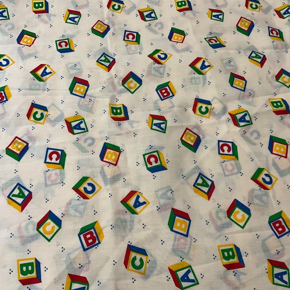 Wamsutta 1987 ABC'S Building Blocks Cotton Fabric Nursery Baby  44" x 220" 6 yds